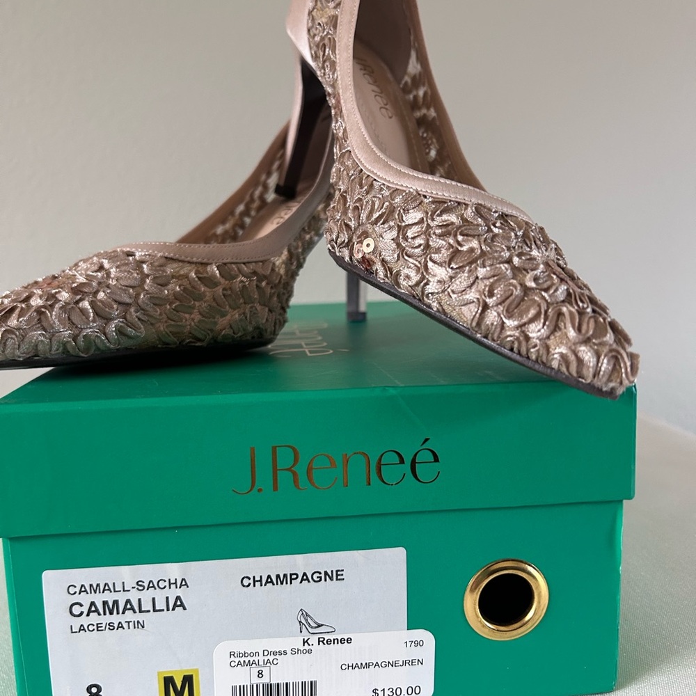 J.Renee Camallia Champagne Lace Heels